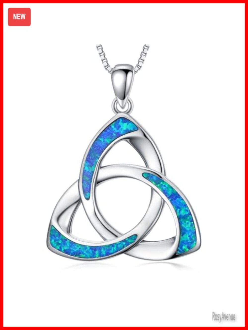 Celtic Knot Opal Pendant Necklace Adjustable 18+2" Women's Jewelry